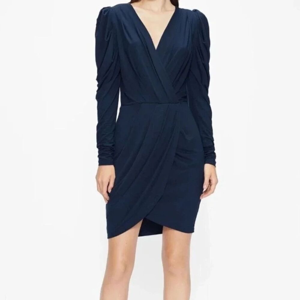 Ted Baker NWT Elvasi Navy Blue Drape Mini Dress Size TB 3 (US 8/10)